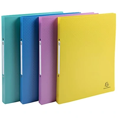 Abbildung von Exacompta 54190E 4er Pack Recycling Kunststoff Ringbuch Forever Young aus flexiblem blickdichtem Polypropylen 2 Ringe Füllhöhe 15mm DIN A4 ideal für Büro und Schule Blauer Engel farbig sortiert