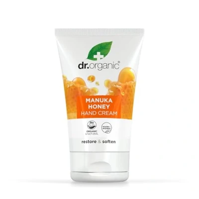 Abbildung von Dr Organic Manuka Honig Handcreme, Feuchtigkeitsspendend, Trockene Haut, Für Männer, Frauen, Natürlich, Vegetarisch, Tierversuchsfrei, Paraben &amp; SLS frei, Bio, 125ml