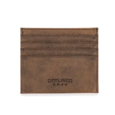 Abbildung von Berliner Bags Vintage Kartenetui aus Leder, Slim Kreditkartenetui mit RFID Schutz und Geschenkbox, für Herren Damen Braun