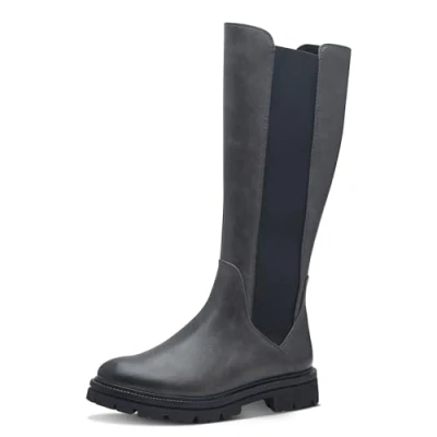 Abbildung von MARCO TOZZI Damen Hohe Stiefel ohne Absatz Vegan Flach, Grau (Dk.Grey Comb), 38 EU
