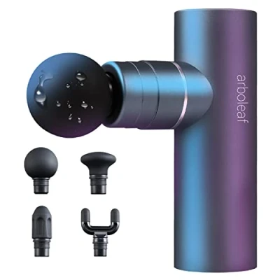Abbildung von arboleaf Mini Massagepistole Massagegerät Massage gun, 3200rpm 0,47kg mit AI Stufen 4 Silikon Aufsätze, leise Muskelpistole Tasche Muscle Gun für Muskelentspannung stark Akku USB C