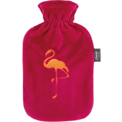 Abbildung von Fashy Wärmflasche 2,0 L mit Flauschbezug Stickerei Flamingo, pink