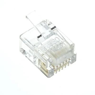 Abbildung von Steckverbinder, 6P6C, RJ12, modularer Telefonstecker Steckverbinder für Telefonkabel, kompatibel mit Massiv und Litzendraht, Flachkabel Buchsenadapter, Crimp End Crimper, klarer Stecker 10 Stück