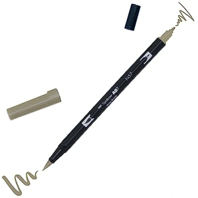 Abbildung von Tombow ABT N57 Fasermaler Dual Brush Pen mit zwei Spitzen, warm grau 5, AB TN57, grey 1 Stück (1er Pack)
