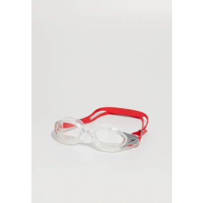 Abbildung von Speedo Unisex Erwachsene Biofuse 2.0 Schwimmbrille Patentierte einfache Anpassung Anti Beschlag Wasserdicht Verbesserter Komfort Schwimmbrille, Fed Red/Silber/Clear, Einheitsgröße