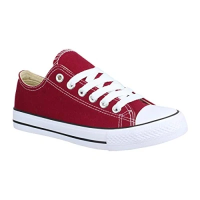 Abbildung von Elara Unisex Sneaker Textil Turnschuh Low top Chunkyrayan B YD3230 Bordorot 40