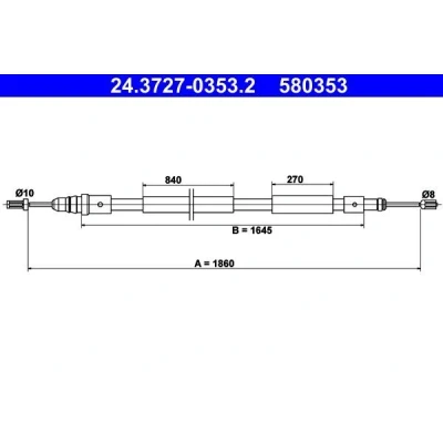 Abbildung von ATE 24.3727 0353.2 Handbremsseil 1860 CITROËN: Xsara Picasso
