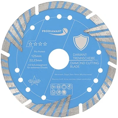 Abbildung von PRODIAMANT Diamant Trennscheibe Pro Protect 125 mm x 22,2 mit Schutzsegmenten für Mauerwerk Beton Ziegel