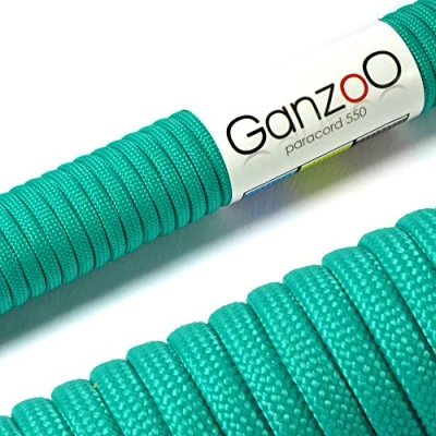 Abbildung von Ganzoo Paracord 550 Seil Türkis 4mm Schnur Typ 3, Nylon &amp; Polyester, ideal für Basteln von Hundeleine Halsband Armband/Camping Survival und Outdoor 3 Meter Allzweckseil 7 Innenstränge