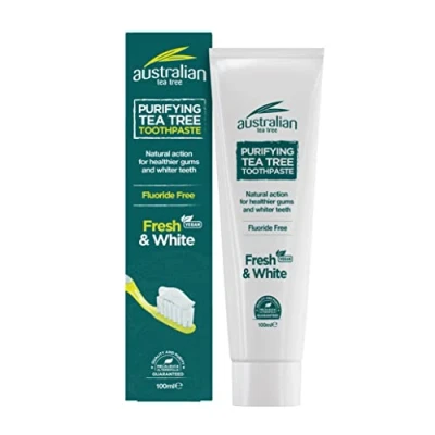 Abbildung von Australian Tea Tree Zahnpasta, Reinigend, Vegan, Tierversuchsfrei, Fluoridfrei, Frisch &amp; Weiß, Natürlich, 100ml
