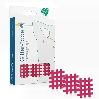 Abbildung von Medi Tape Gittertape Typ A 180 Stück Gitterpflaster, Hochwertiges Akupunkturpflaster Cross Schmerzpunkte oder als Narbenpflaster, Selbstklebend und vielseitig einsetzbar, Pink