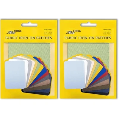 Abbildung von ZEFFFKA 2PACK Kleider Flicken zum Aufbügeln für Innen und Außen Stärkster Kleber 100% Baumwolle Verschiedene Reparatur Dekorationsset 14 Stück Größe 3&quot; x 4 1/4&quot; (7,5 cm 10,5 cm)