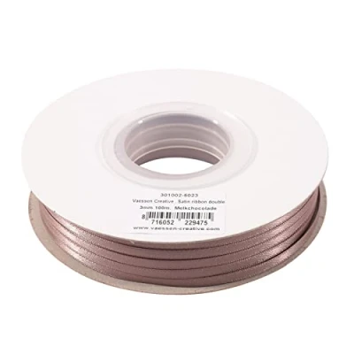 Abbildung von Vaessen Creative Satinband 3mmx100m Schokoladen Braun, Schleifenband, Dekoband, Bänder zum Basteln, Stoffbänder für Hochzeit, Taufe Und Geburtstagsgeschenke