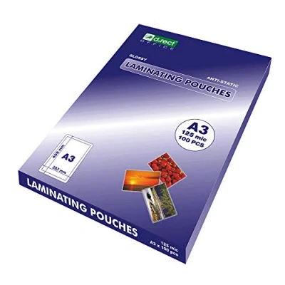 Abbildung von D.RECT Laminierfolien A3 125mic Heißlaminierfolien Glänzend Laminierfolie Verpackung 100 Stück, Folierfolien Transparent