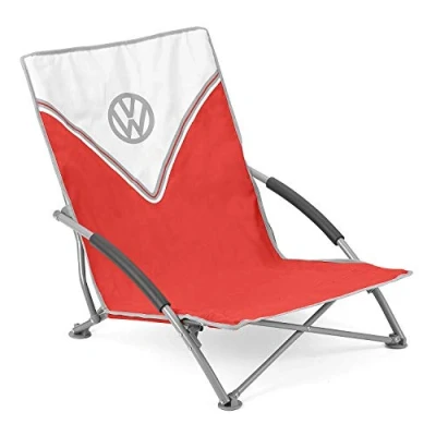 Abbildung von Board Masters VW Collection Volkswagen Faltbarer Strand Klapp Faltstuhl mit Tragetasche im T1 Bulli Bus Design 70 cm Rot