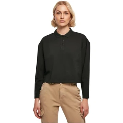 Abbildung von Urban Classics Damen Ladies Short Oversized Polo Longsleeve T Shirt, Schwarz, XXL EU