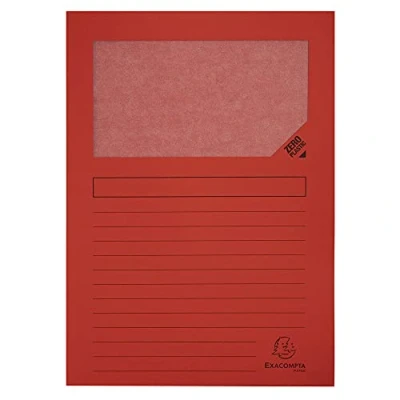 Abbildung von Exacompta 50255E 25er Pack Fenstermappen Super PEFC zertifiziert Karton 160g/m² praktisch und robust für DIN A4 rot Dokumentenmappe Einschlagmappe