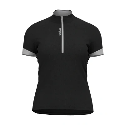 Abbildung von ODLO Essential 1/2 ZIP Cyclingtrikot, Damen, Größe: XS, Black/odlo silver grey