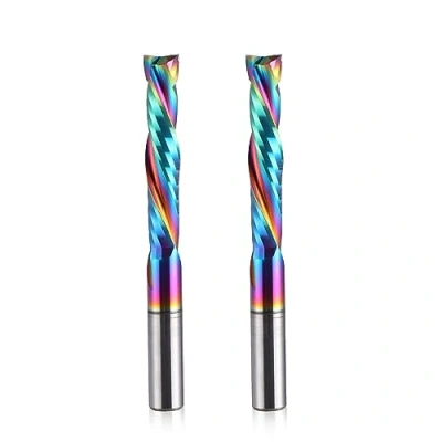 Abbildung von EU_HOZLY DLC Beschichtung, Aufwärts und Abwärtsschnitt, 2 Flöten, Spiralkarbid Fräswerkzeug, CNC Fräser, Kompression, Holzschaftfräser, 6 mm Schaft, Schneiddurchmesser, 32 CEL