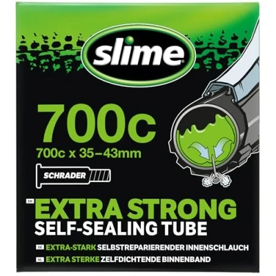Abbildung von Slime 30057 Rad Reifenschlauch mit Dichtmittel für Einstiche, Selbstdichtend, Verhindern und Reparieren, Schrader Ventil, 35/43622 mm (700 x 35/43c), Schwarz