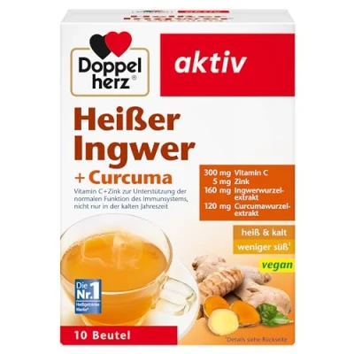 Abbildung von Doppelherz heisser Ingwer+curcuma Beutel