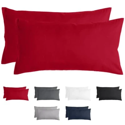 Abbildung von Komfortec Kissenbezug 40x80 cm 2er Set aus Gebürstet Mikrofaser mit Reißverschluss, Atmungskativ und Weich Schwarz