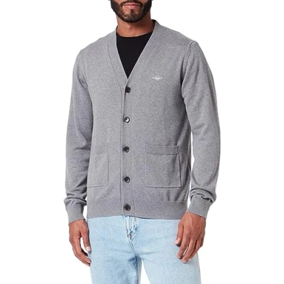 Abbildung von GANT Classic Vneck Strickjacke, Herren, Größe: XL, Dark grey melange