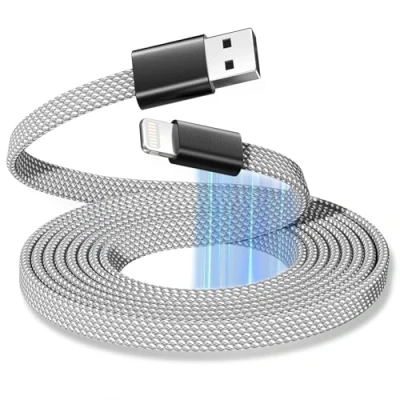Abbildung von Magtame Magnetic Coiled Lightning Kabel, 1.5M MFi zertifiziertes Phone Ladegerät Kabel Schnellladen, Flat Wrapped geflochten für Auto Kompatibel mit 14 13 12 11 Pro Max XR XS X