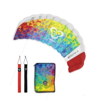 Abbildung von Skymonkey Airtwister 1.8 Lenkmatte inkl. Packsack &amp; Flugschlaufen Lenkdrachen bereits fertig angeleint, ready 2 fly, Kite mit stabilen Polyester Ripstop Material, Flugdrachen für Einsteiger geeignet