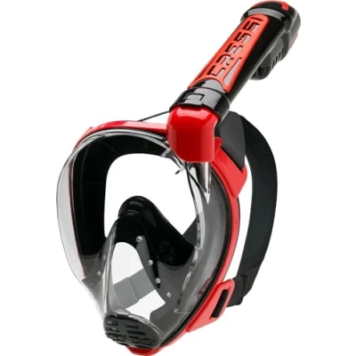 Abbildung von Cressi Duke, Unisex Erwachsene Vollgesichtsmaske Great Vision Schnorcheln mit Trockenschlauch, Rot (Schwarz/Rot), M/L
