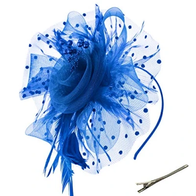 Abbildung von DRESHOW Fascinator Hüte für Damen Pillbox Hut mit Schleier Stirnband und Einer Gegabelten Clip Tea Party Kopfbedeckung