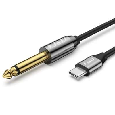 Abbildung von J&amp;D USB C auf 6,35mm 1/4 Zoll TS Audio Kabel, Vergoldetes Typ Männlich Mono Interconnect PVC Ummanteltes Kabel Kompatibel mit iPhone 15/15 Plus/15 Pro/15 Pro Max, 1 m