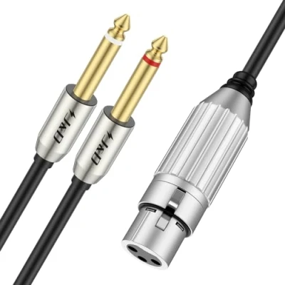 Abbildung von J&amp;D Dual 1/4 auf XLR, XLR Buchse 6,35 mm TS Mono Plug Stereo Kabel, 1/4&quot; Y Splitter Mikrofonkabel 2 m Länge für hervorragende Audiokonnektivität