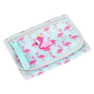 Abbildung von Baagl Brustbeutel Kinder Geldbörse für Mädchen Geldbeutel, Mini Portemonnaie, Kleingeld Münzbörse (Flamingo)