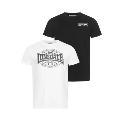 Abbildung von Lonsdale Normale Passform Doppelpack Tshirt print, Herren, Größe: 3XL, Black white