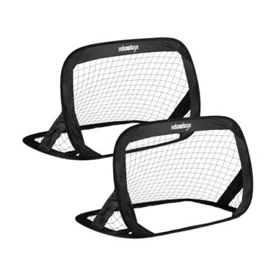Abbildung von Relaxdays Pop Up Tore 2er Set, faltbare Fußballtore für Garten, Kindertor mit Tasche, HBT: 77 x 122 83 cm, schwarz