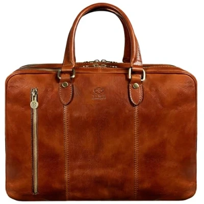 Abbildung von Time Resistance Leder Aktentasche handgefertigte Umhängetasche Laptoptasche für bis zu 15 Zoll Laptop Dokumententasche A4 umwandelbar zum Rucksack