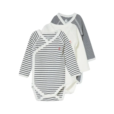 Abbildung von Petit Bateau Naiss 3 PACK Body für Kinder, Größe: 68, Marshmallow/smoking