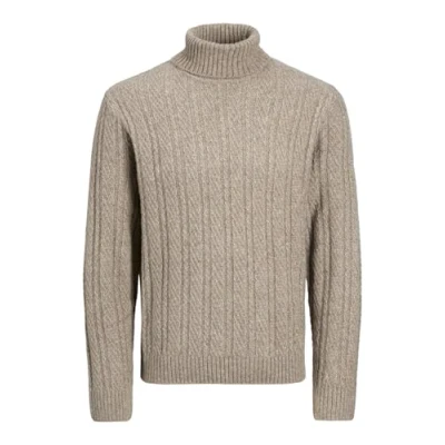 Abbildung von Jack &amp; Jones Premium Turtle NECK Strickpullover, Herren, Größe: Small, Greige