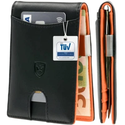 Abbildung von Kronenschein® Slim Wallet mit RFID Schutz I Geldbörse Herren &amp; Damen klein Portmonee Geldklammer Mini Geldbeutel Kartenetui Karten Portemonnaie Kreditkartenetui