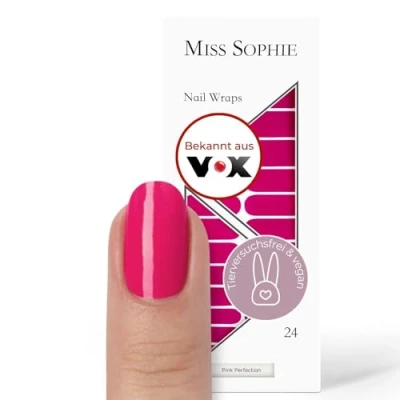 Abbildung von Original Miss Sophie Nagelfolien Pink Perfection I 24 ultra dünne Nagellack Streifen einfarbig in Für Finger &amp; Fußnägel Hält auf Natur sowie lackierten, Acryl , Gel Shellac Nägeln