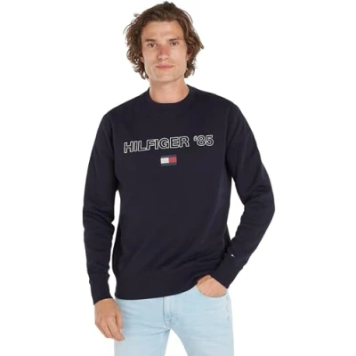 Abbildung von Tommy Hilfiger Herren Sweatshirt ohne Kapuze, Blau (Desert Sky), XXL
