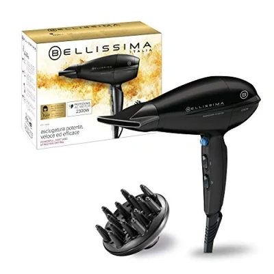 Abbildung von Bellissima P11 2300, Professioneller Haartrockner, 2300 W, Keramik und Turmalinbeschichtung, 8 Gebläse Temperaturstufen, schmale Düse, inklusive Diffusor