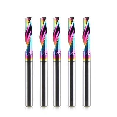 Abbildung von EU_HOZLY CNC Fräser mit 1 Nut, 4mm Schaft, Schnittdurchmesser, 15mm Schnittlänge, Vollhartmetall Schaftfräser, DLC Beschichtungsfräser für Aluminium, 5er Pack