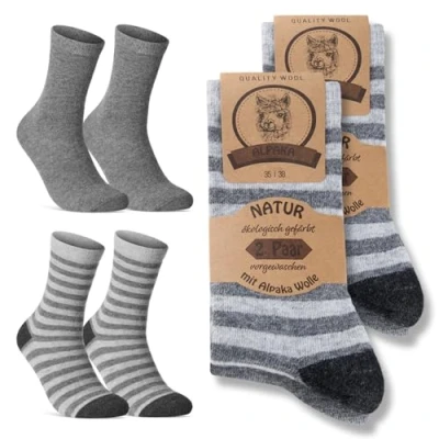 Abbildung von 4 Paar Alpaka Socken Damen Wintersocken warme Wollsocken 20940 (Grau 35 38)