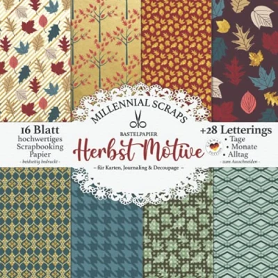 Abbildung von Bastelpapier Herbst Motive für Karten, Journaling &amp; Decoupage : Scrapbooking Papier Junk Journal Zubehör I Zum Ausschneiden Mit Letterings Karten Basteln DIY Geschenk Tagebuch Deko