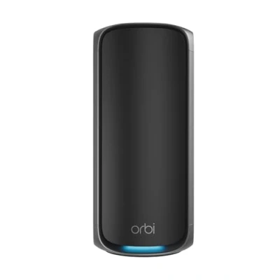 Abbildung von NETGEAR Orbi 970 Serie (RBE970B) Quad Band WiFi 7 Mesh Zusatzsatellit Black Edition, kompatibel mit vorhandenen Systemen oder Routern der Serie, bietet zusätzliche Abdeckung bis zu 220 m²