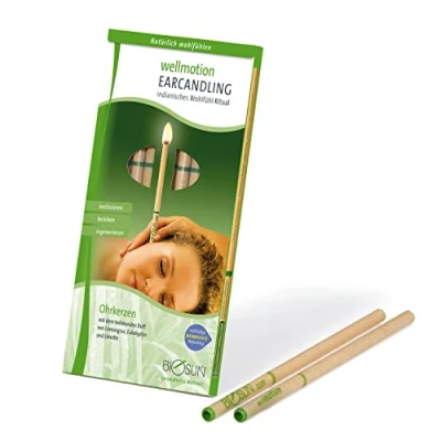 Abbildung von 10 Stück (5 Paar) BIOSUN wellmotion Ohrkerzen / Ohrenkerzen Mit Sicherheits Filter. Belebender Duft Von Lemongras, Eukalyptus Und Limette