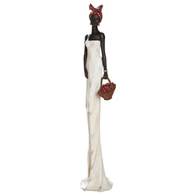 Abbildung von GILDE Deko Figur XL Afrikanerin „Tortuga“, Polyresin, Höhe 82 cm, Braun, Creme, Weiß