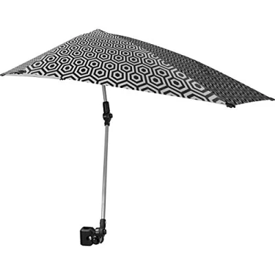 Abbildung von Sport Brella Versa Brella: Verstellbarer Schirm mit Universalklemme, LSF 50+, normale Größe, Schwarz/Weiß.